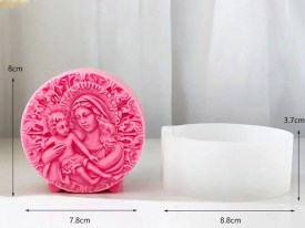 Molde silicona redondo vela virgen con Jesus